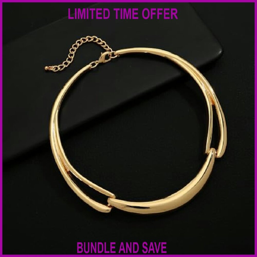 Adjustable Chunky Statement Necklace Gold-Plated … - image 5